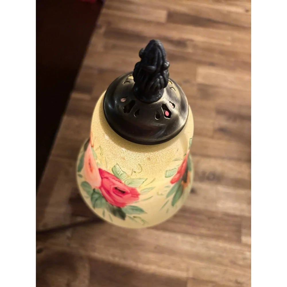 Dale Tiffany Hand Painted RoseBell Lamp Gift Set Candle Holder Wooden Jewelry Bo - Picture 10 of 16